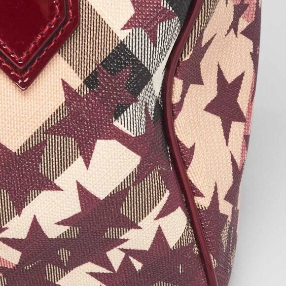 Burberry Beige/Red Supernova Star Check Coated Canvas and Leather Crossbody Bag - Picture 8 of 12